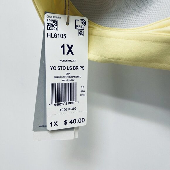 Adidas Sport Bra Size 1XL Women’s Light Support Training Almost Yelow New - Picture 8 of 12